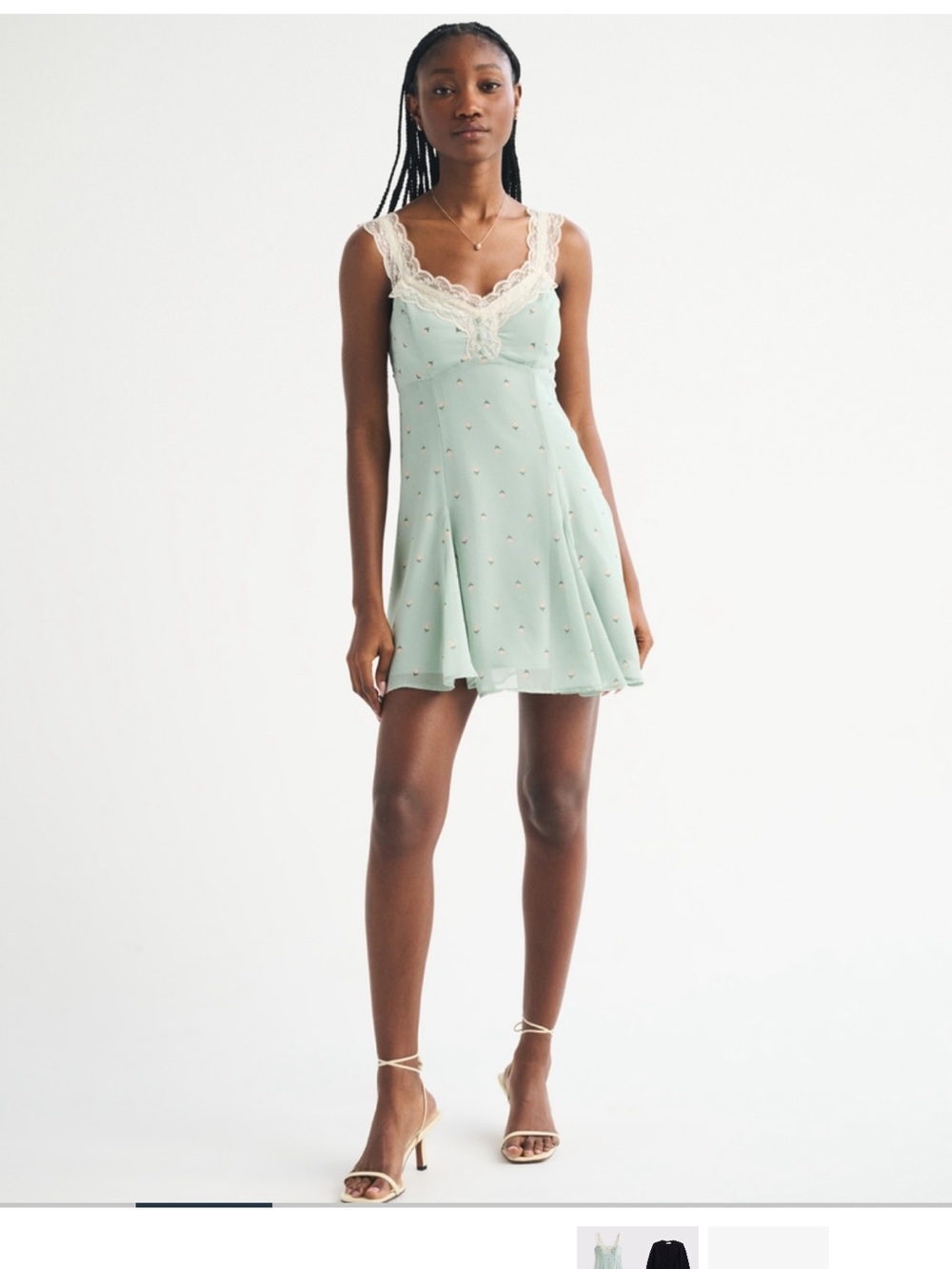 Abercrombie & Fitch Mint Green Lace-Trim Mini Dress
